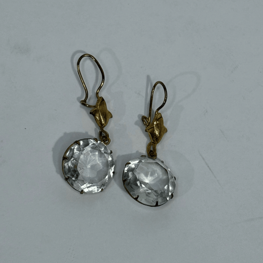 Vintage orecchini placcati oro cristallo 1960's