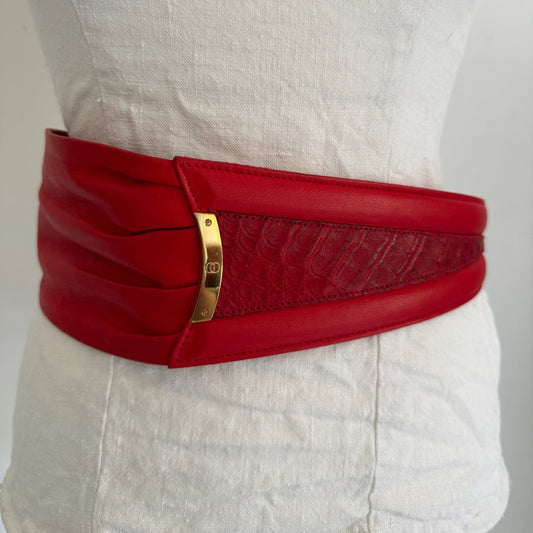 Cintura Gucci in pelle rossa vintage 1990s
