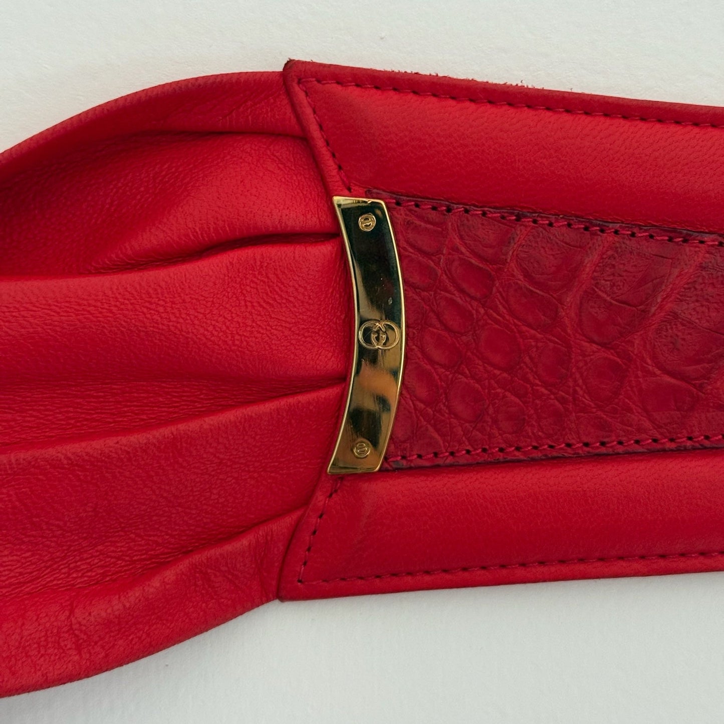 Cintura Gucci in pelle rossa vintage 1990s