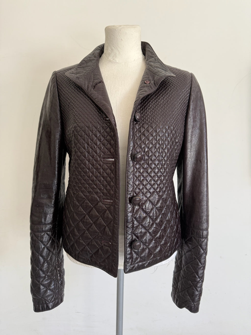 Giacca Gallotti in pelle viola 2000s