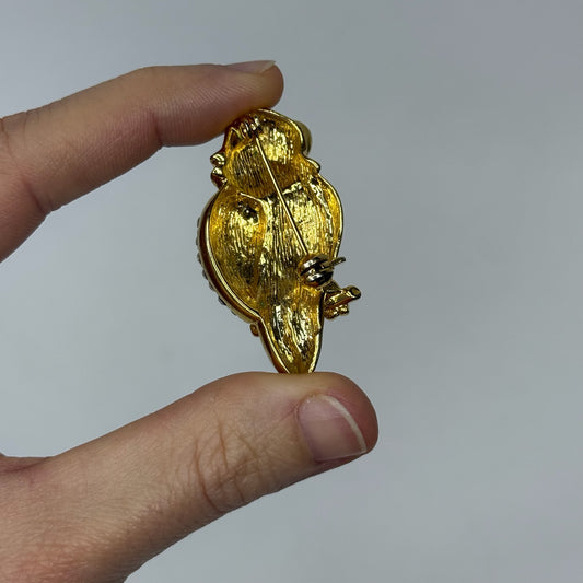 Spilla vintage placcata oro pappagallo 1960s