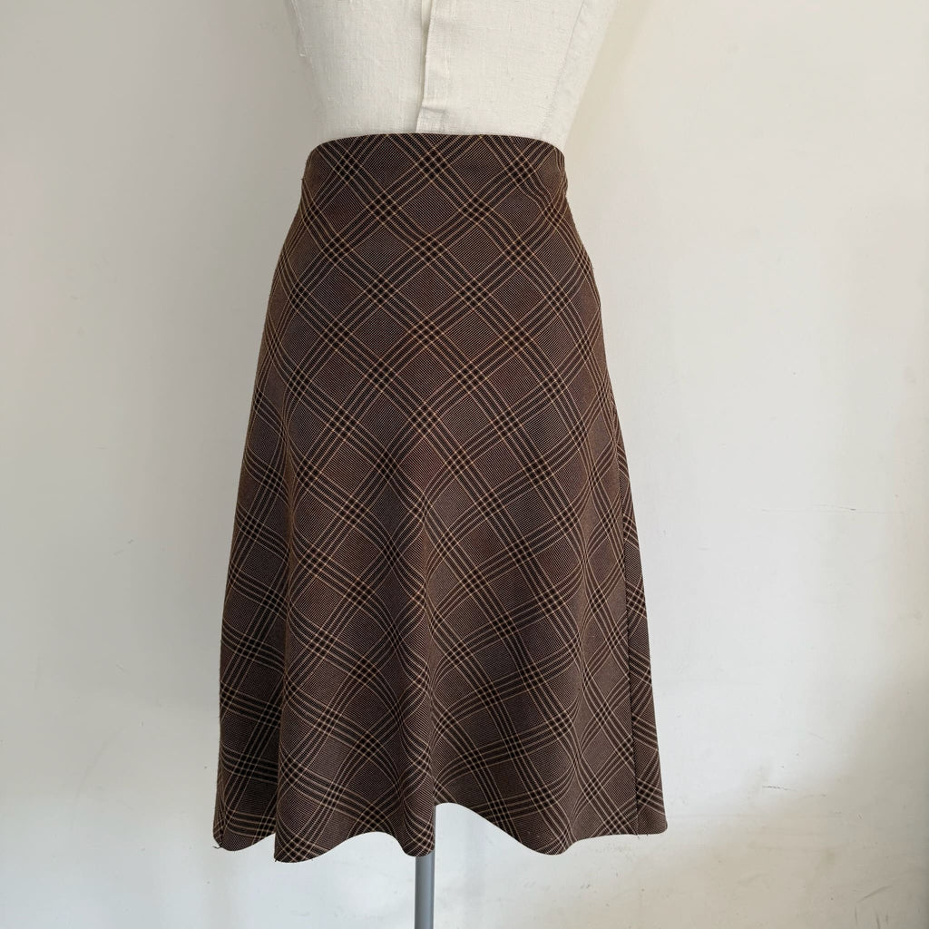 Gonna Midi scozzese marrone lana vintage