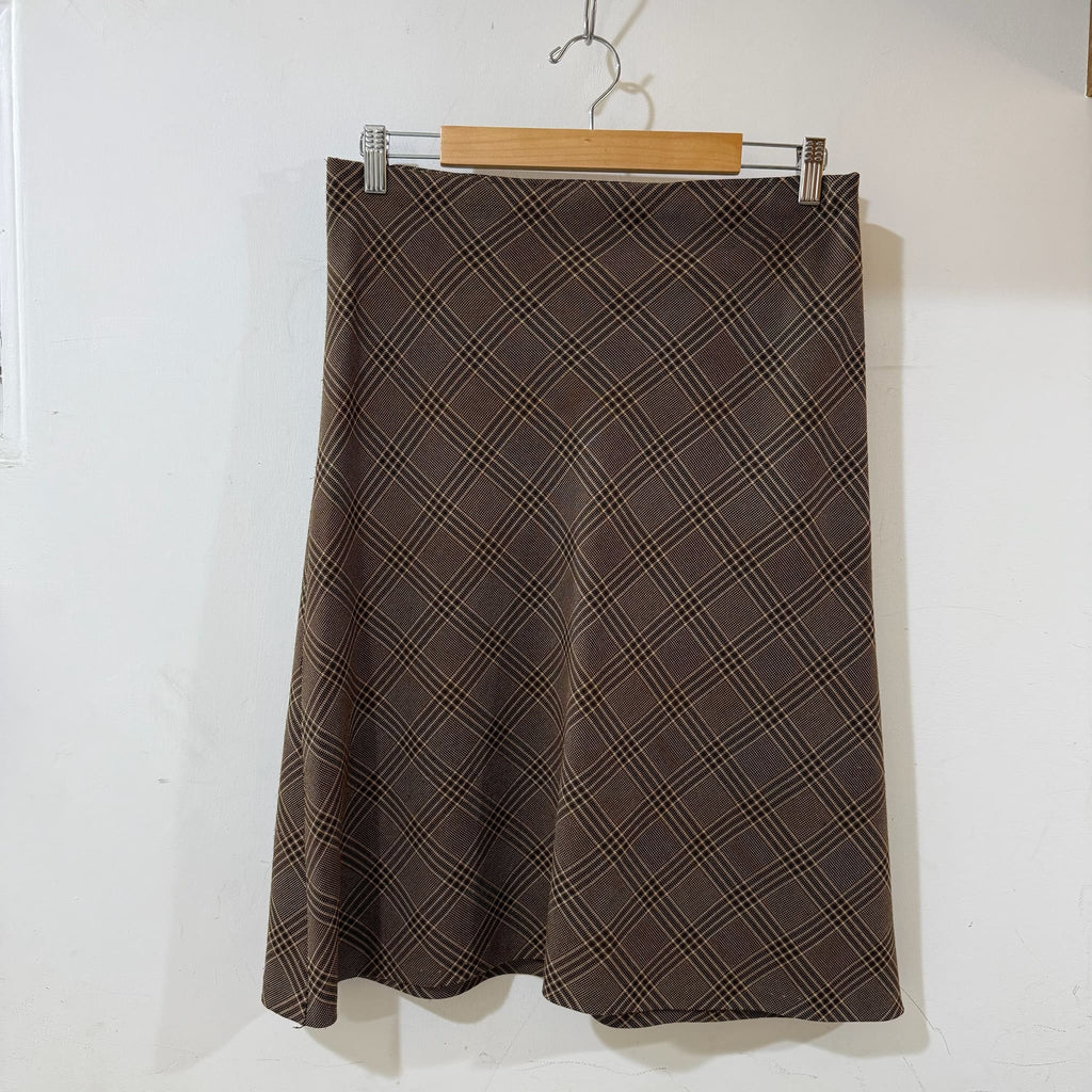 Gonna Midi scozzese marrone lana vintage