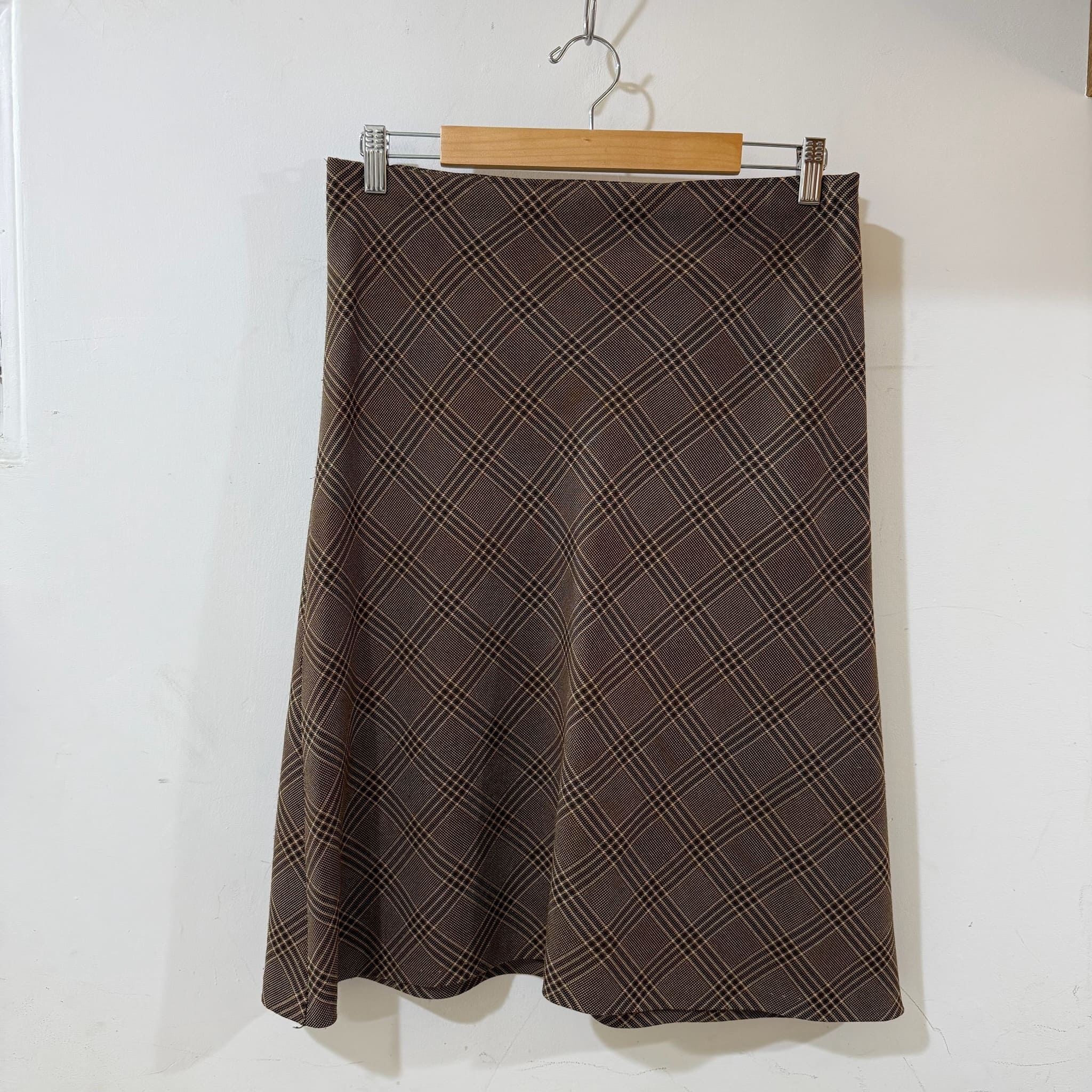 Gonna Midi scozzese marrone lana vintage