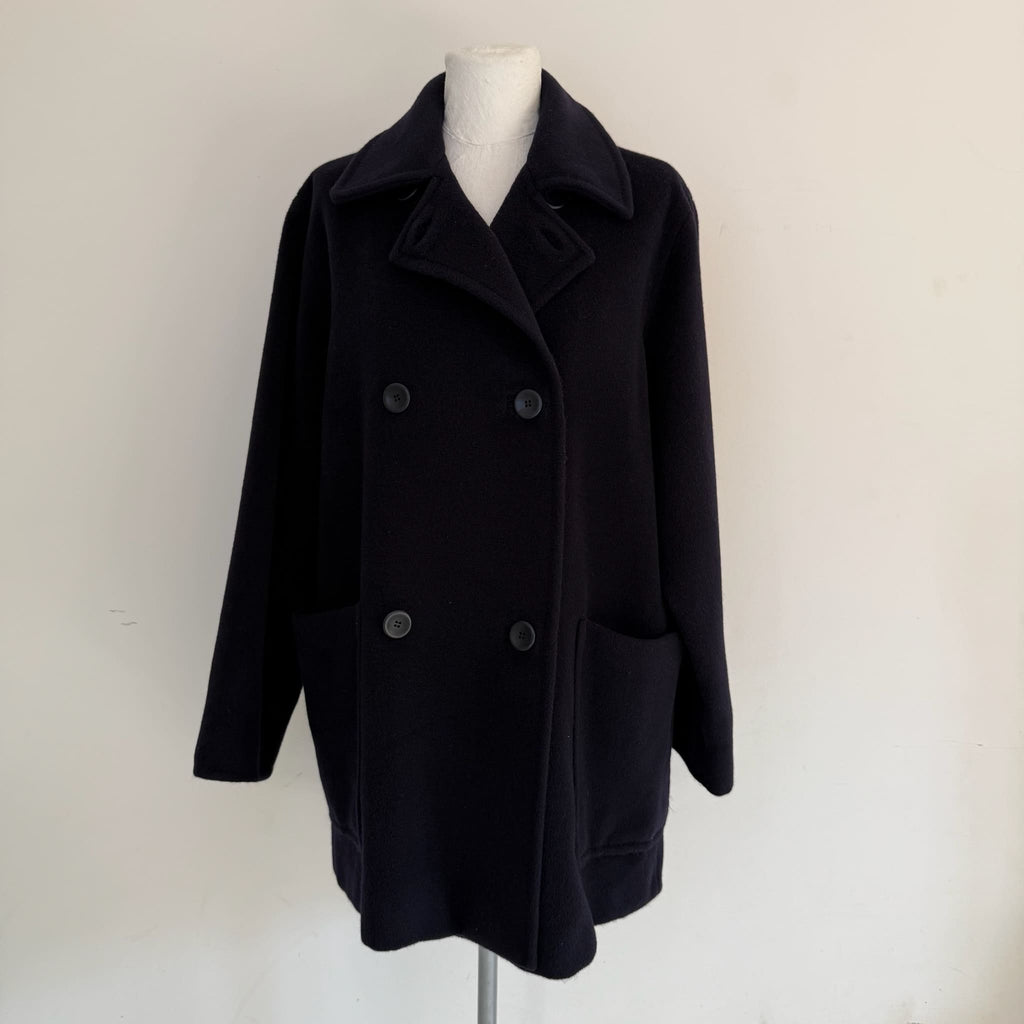Max Mara Cappotto blu lana vergine e cashmere