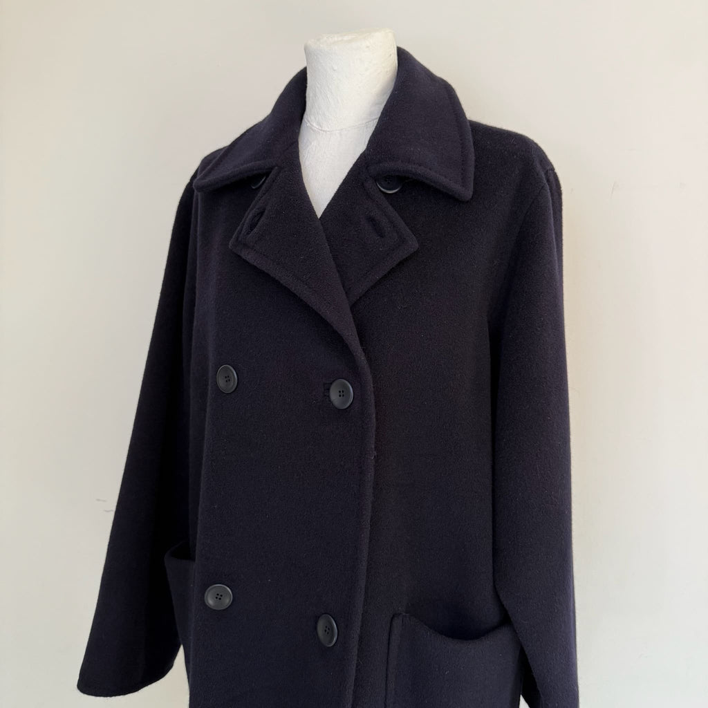 Max Mara Cappotto blu lana vergine e cashmere