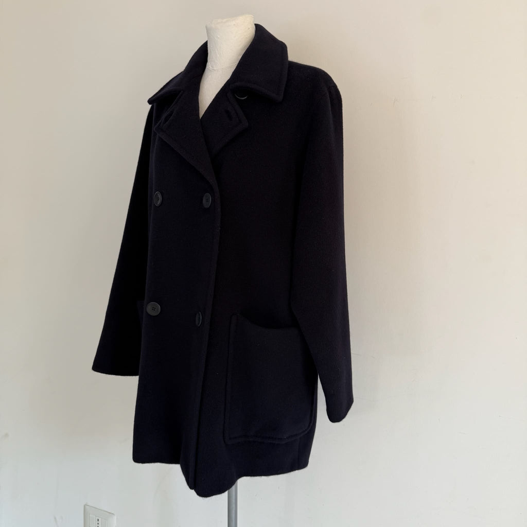 Max Mara Cappotto blu lana vergine e cashmere