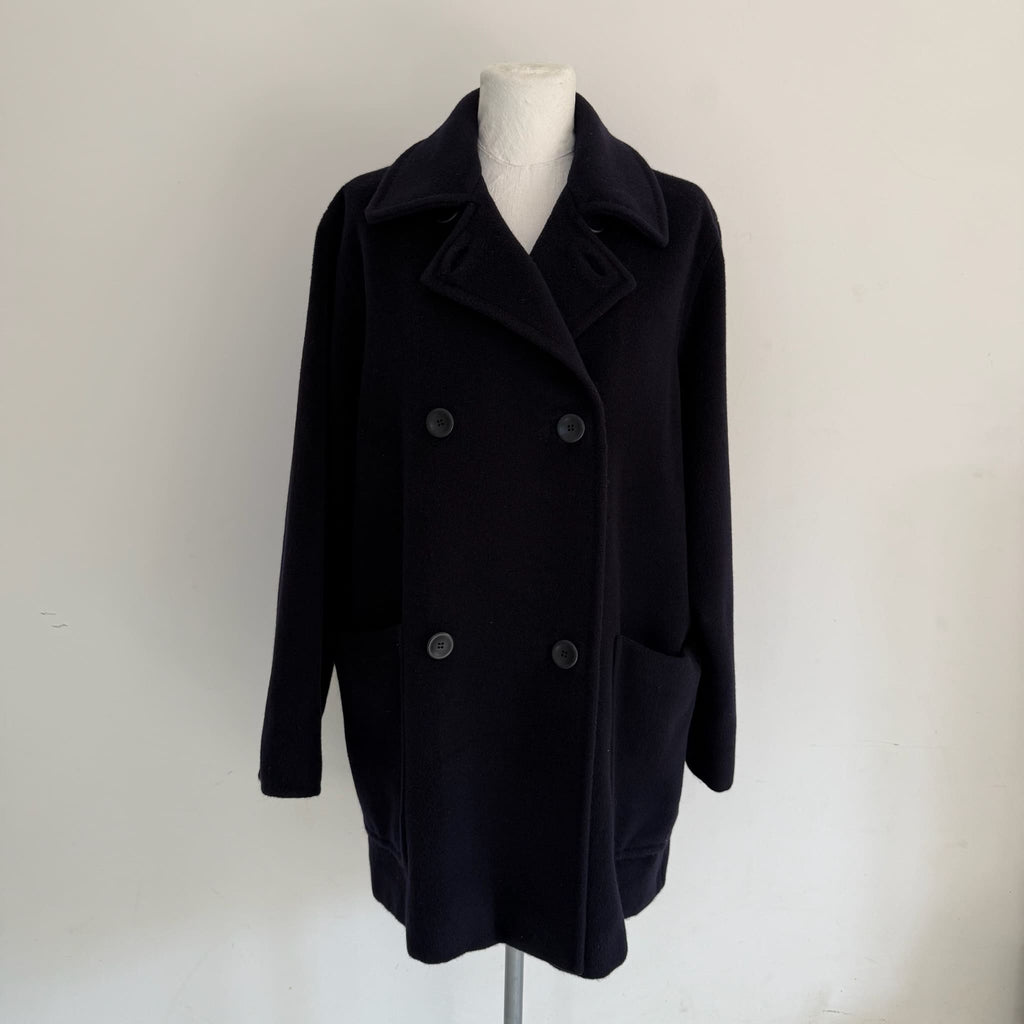 Max Mara Cappotto blu lana vergine e cashmere