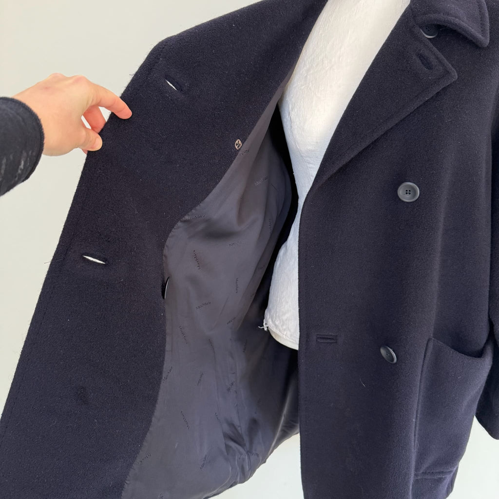 Max Mara Cappotto blu lana vergine e cashmere