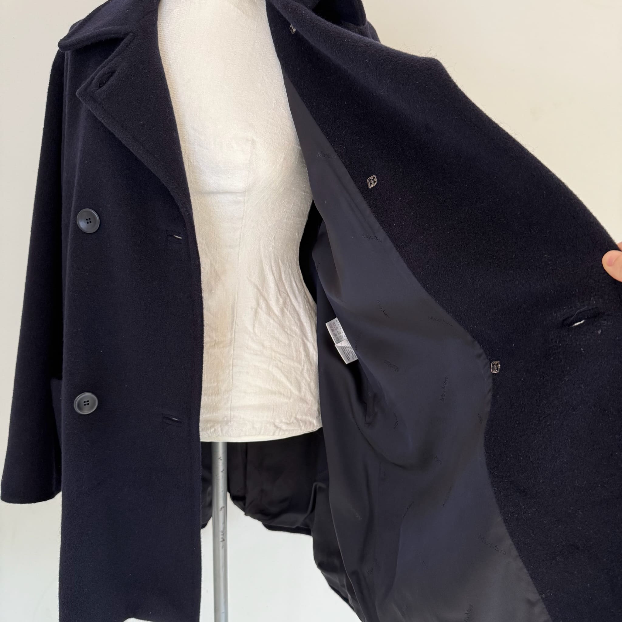 Max Mara Cappotto blu lana vergine e cashmere