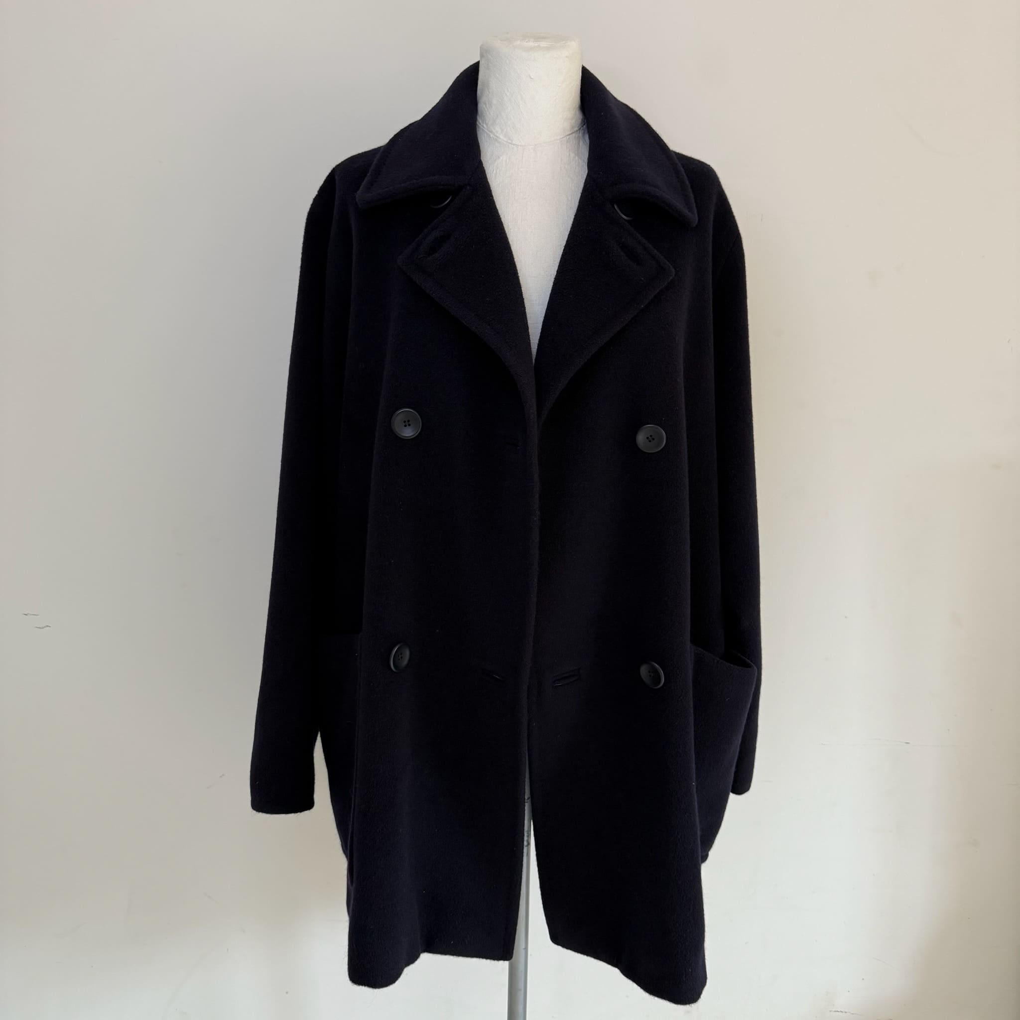 Max Mara Cappotto blu lana vergine e cashmere