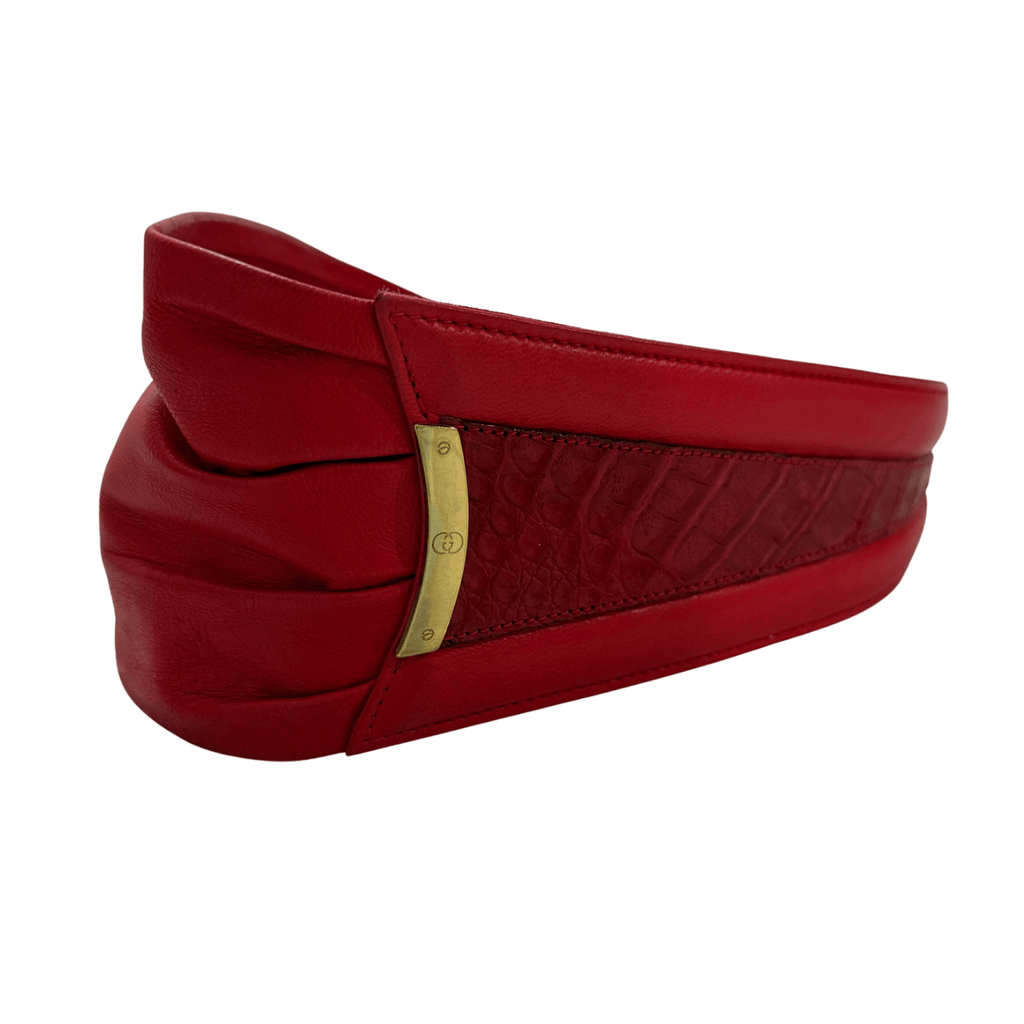 Cintura Gucci in pelle rossa vintage 1990s