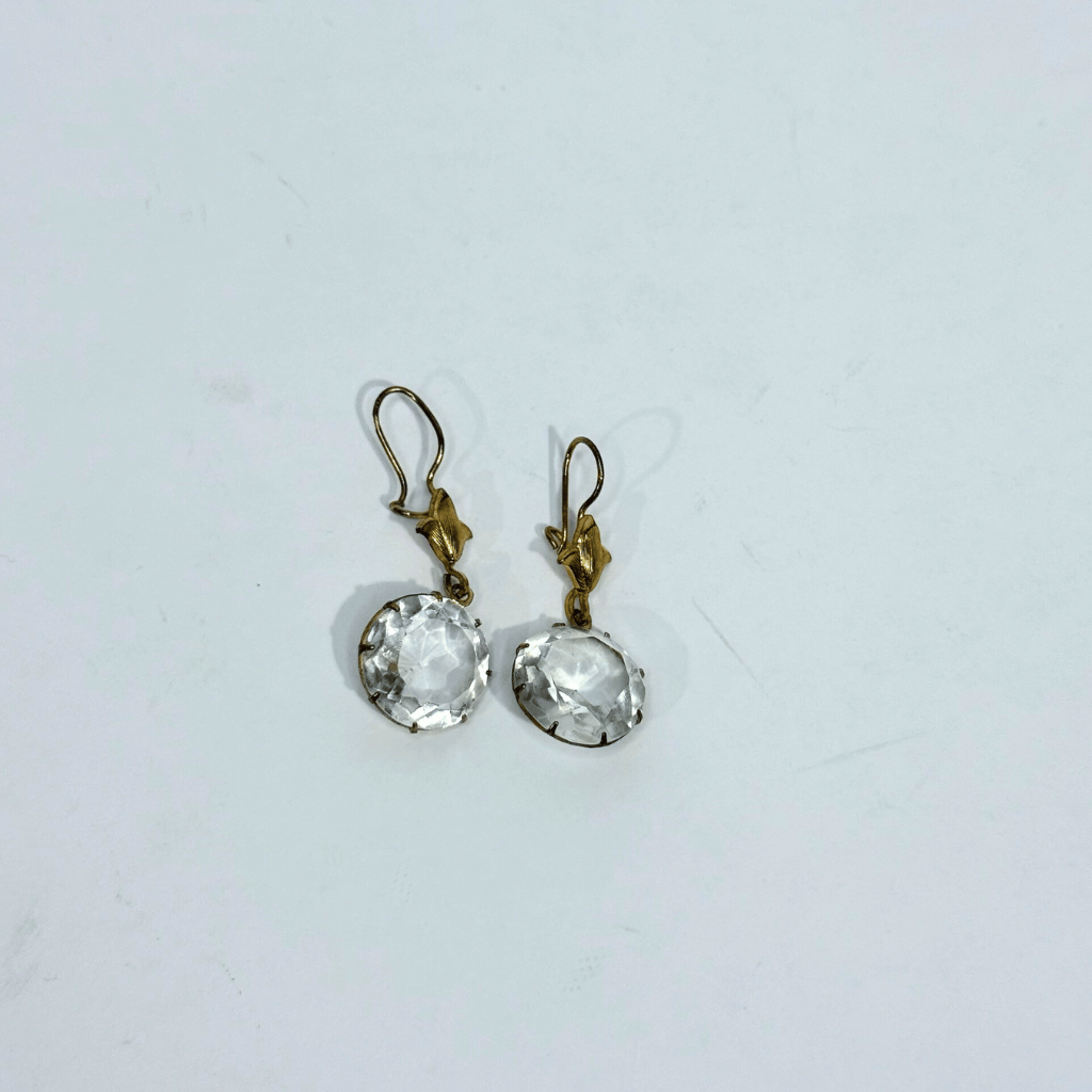 Vintage orecchini placcati oro cristallo 1960's