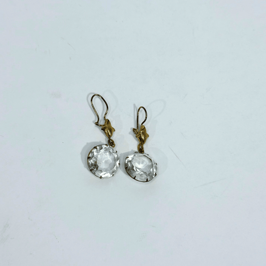 Vintage orecchini placcati oro cristallo 1960's