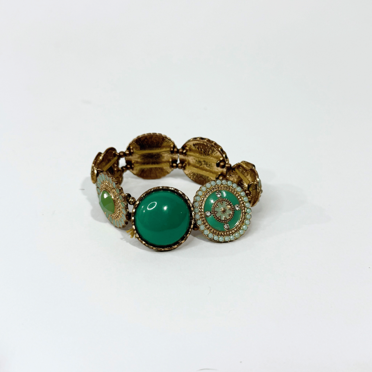 Vintage bracciale gemme verdi 1970s