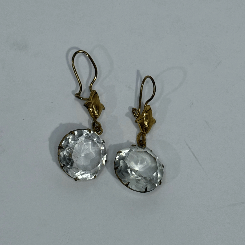 Vintage orecchini placcati oro cristallo 1960's