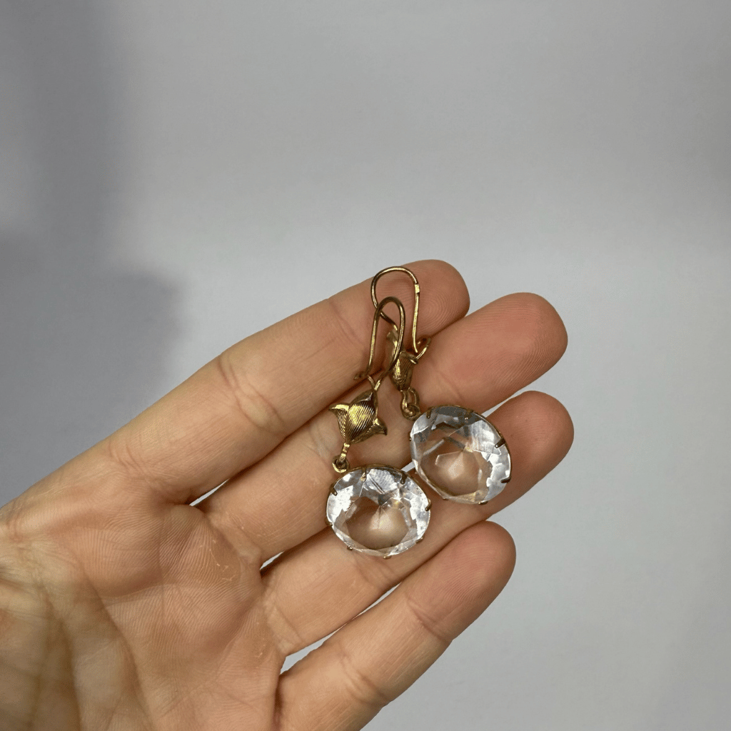 Vintage orecchini placcati oro cristallo 1960's