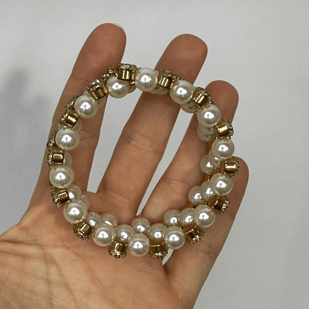 Vintage bracciale perle di Mallorca e zirconi 1980's