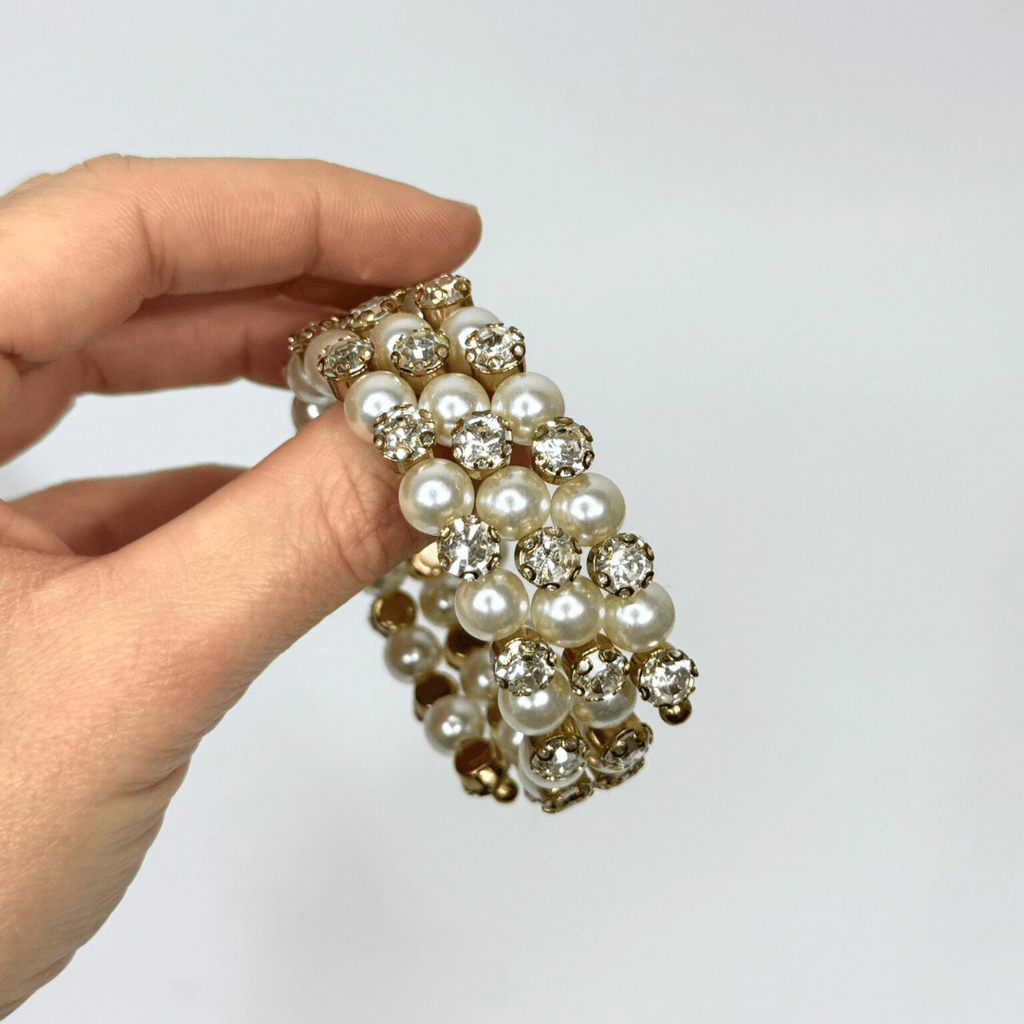 Vintage bracciale perle di Mallorca e zirconi 1980's