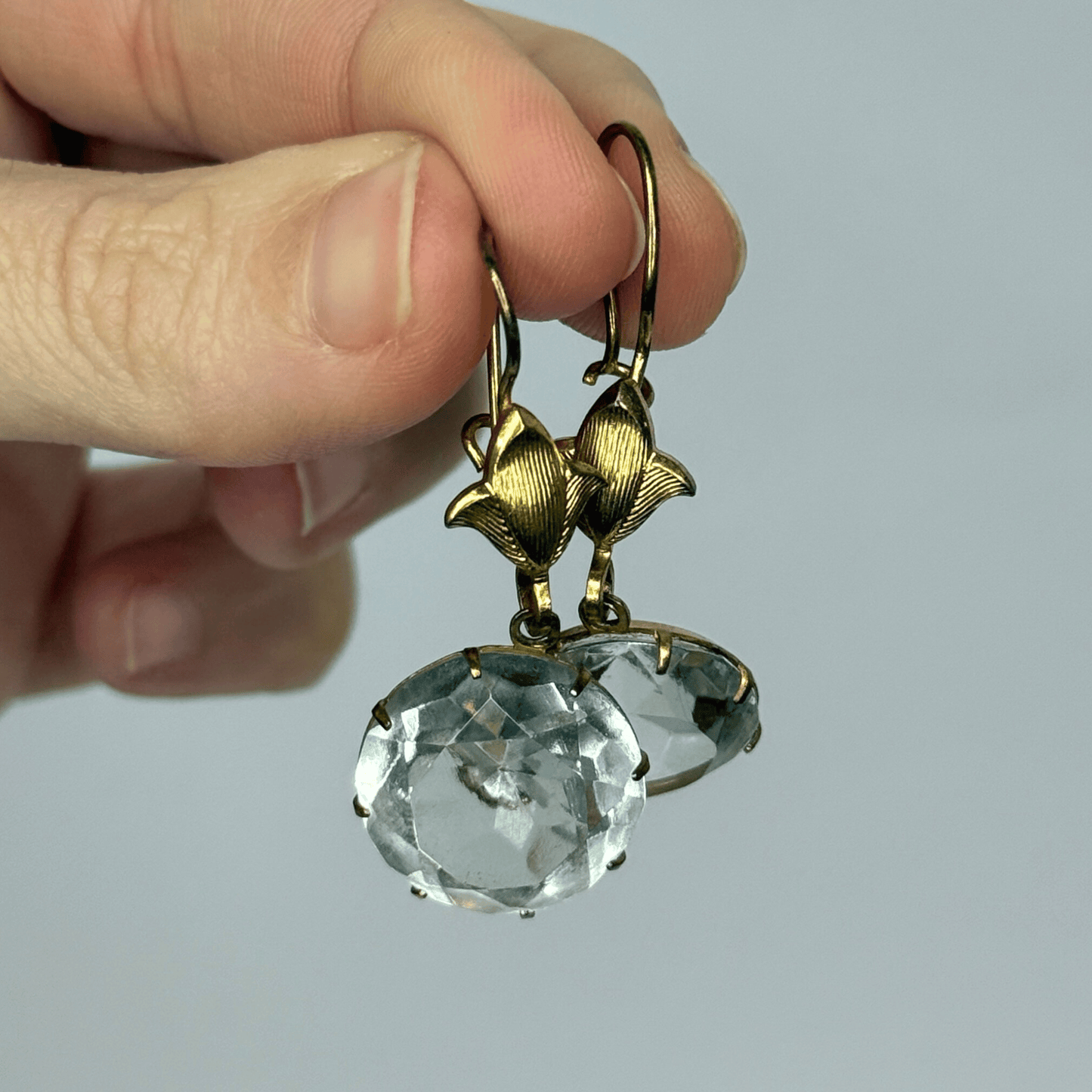 Vintage orecchini placcati oro cristallo 1960's