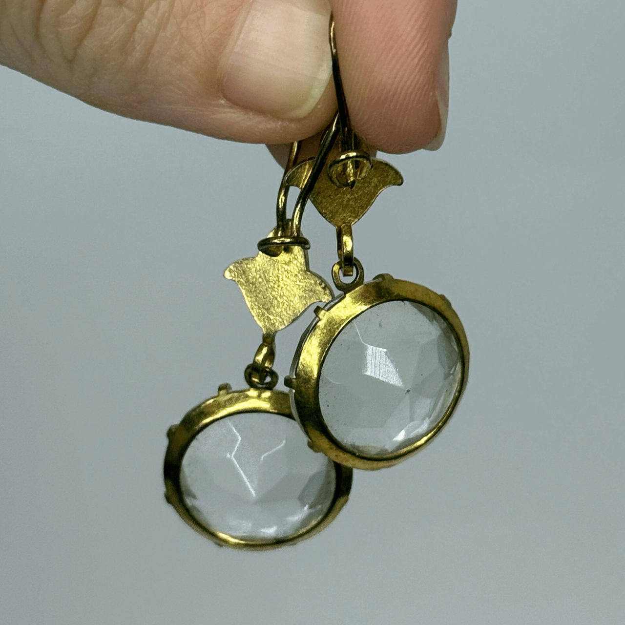 Vintage orecchini placcati oro cristallo 1960's