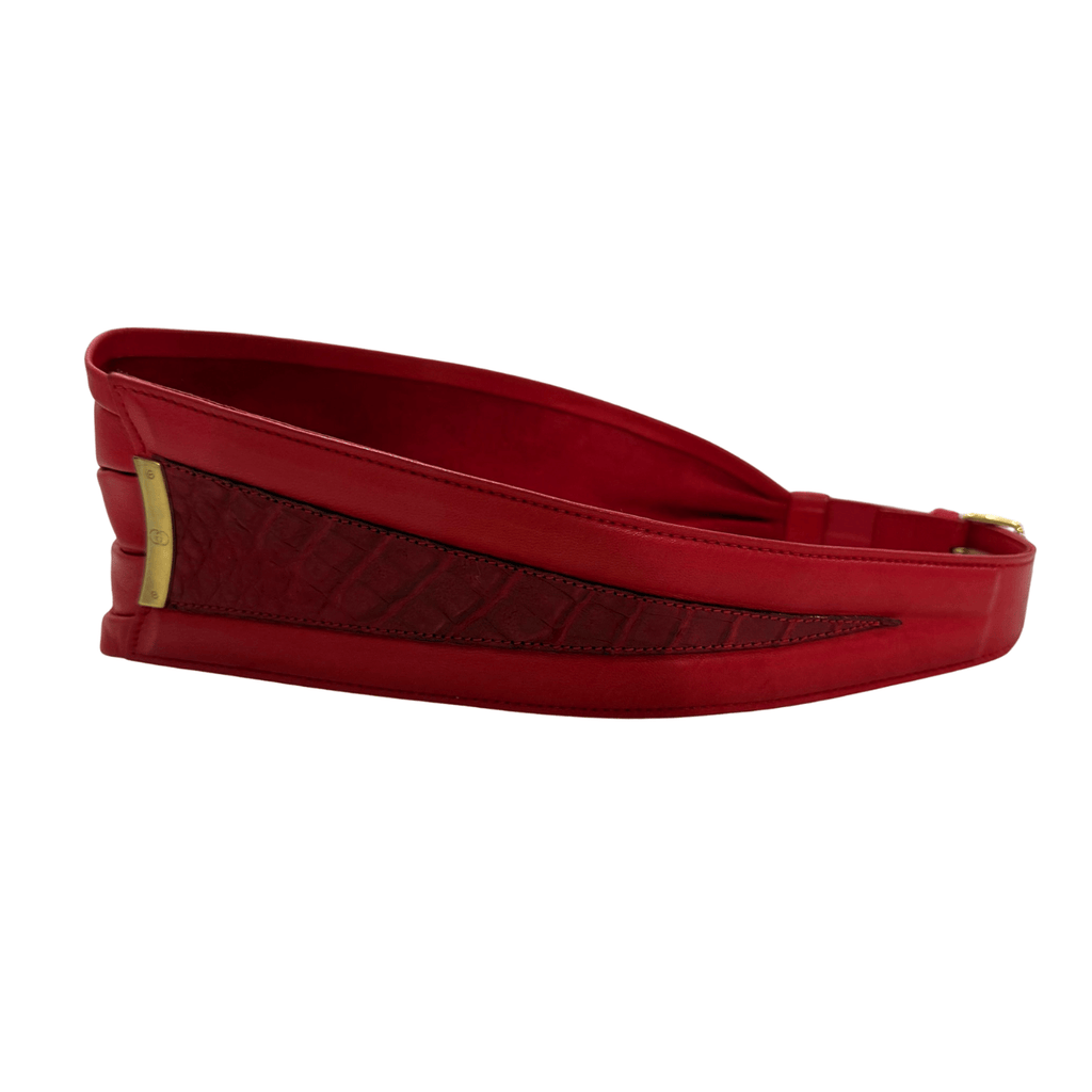 Cintura Gucci in pelle rossa vintage 1990s