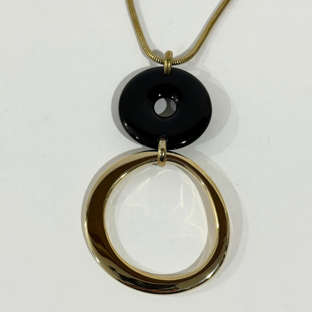 Collana dorata con doppio cerchio anni 2000