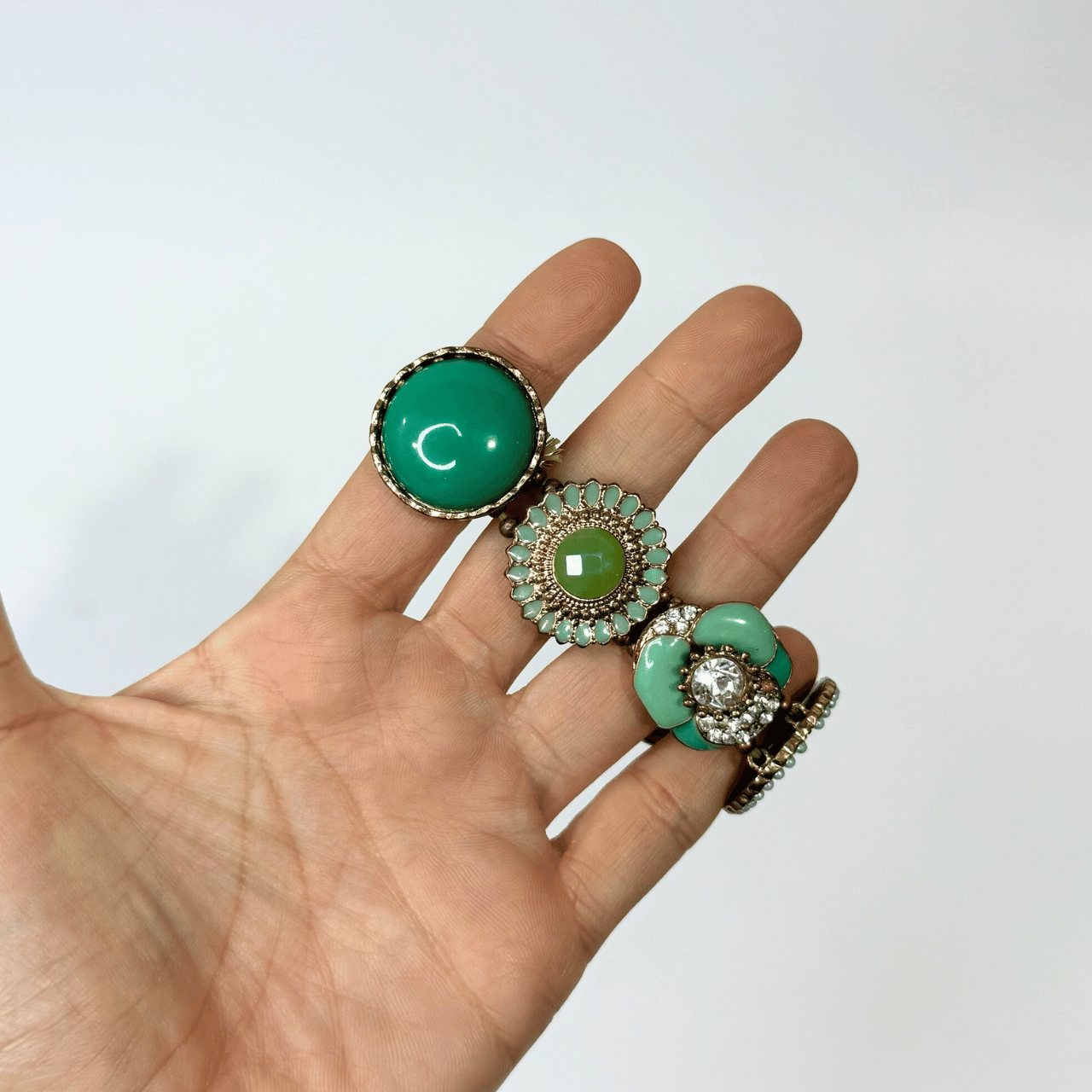 Vintage bracciale gemme verdi 1970s