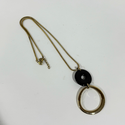 Collana dorata con doppio cerchio anni 2000