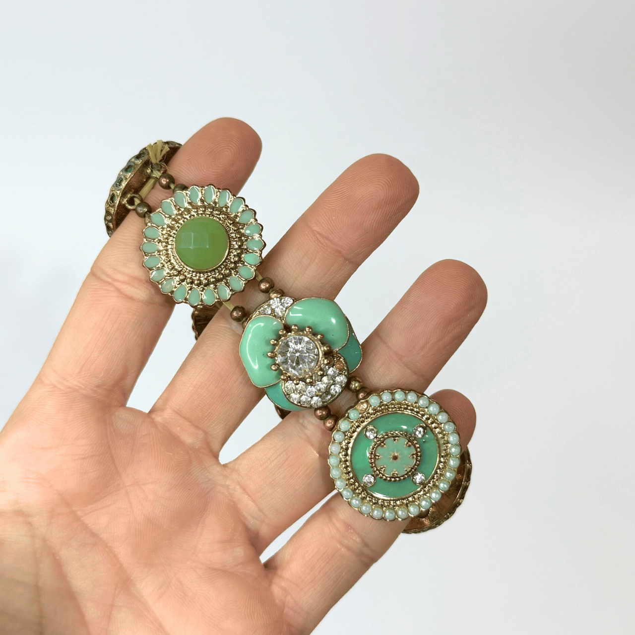 Vintage bracciale gemme verdi 1970s